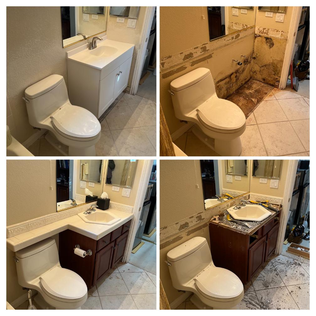 Removed water damaged vanity & installed new vanity