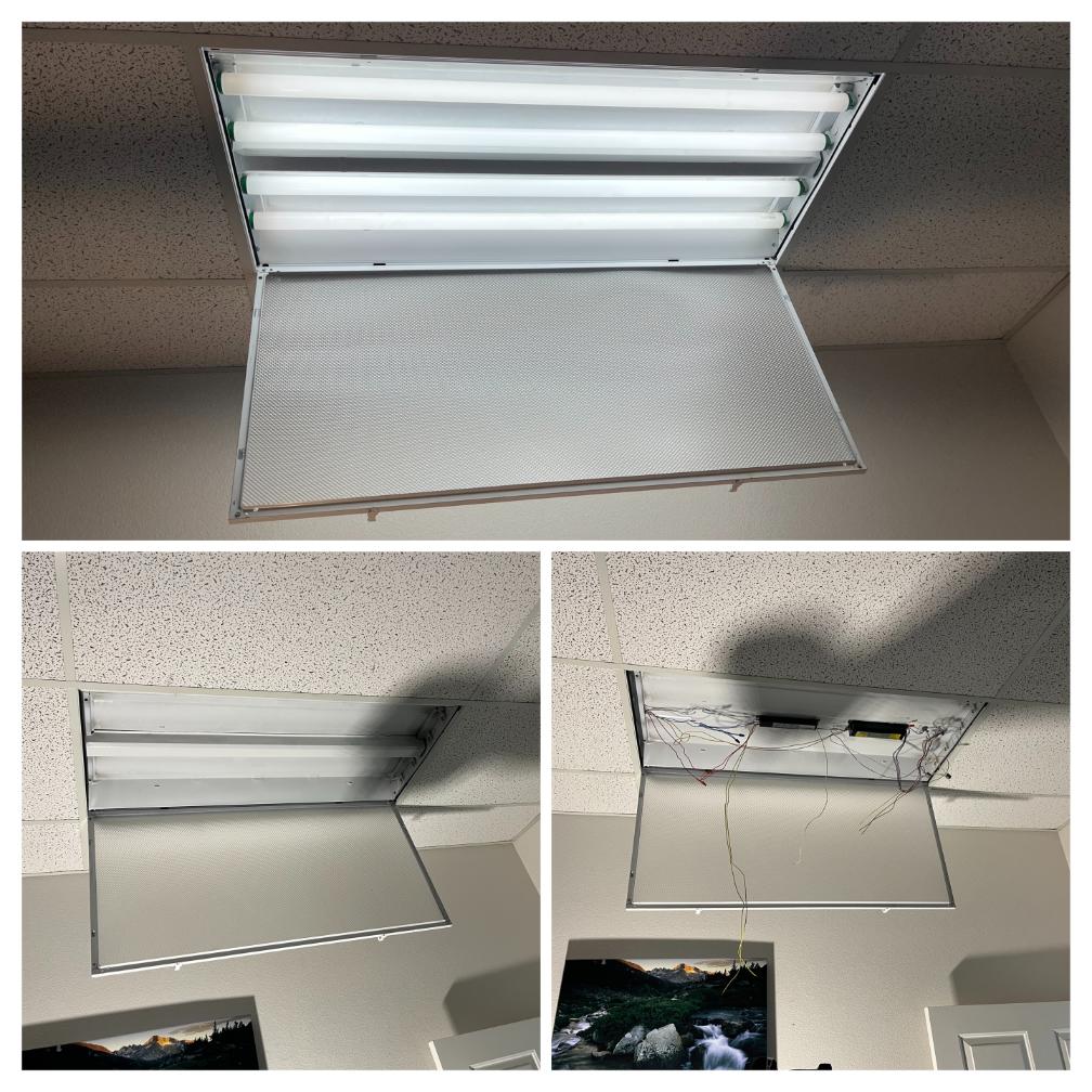 Replaced ballasts & installed new florescent light bulbs