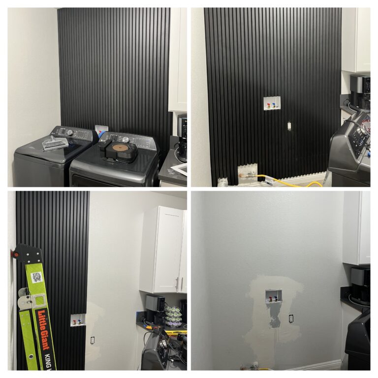 Installed Wall Panels on Laundry Room Wall