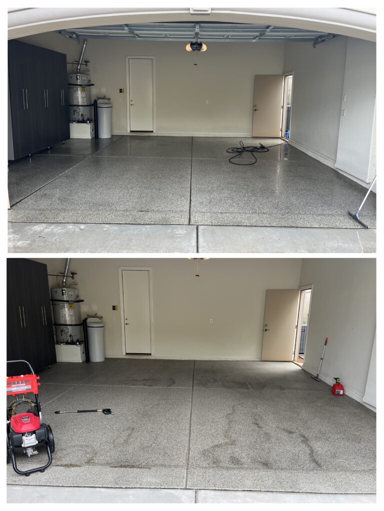 Pressure Washed Garage Floor