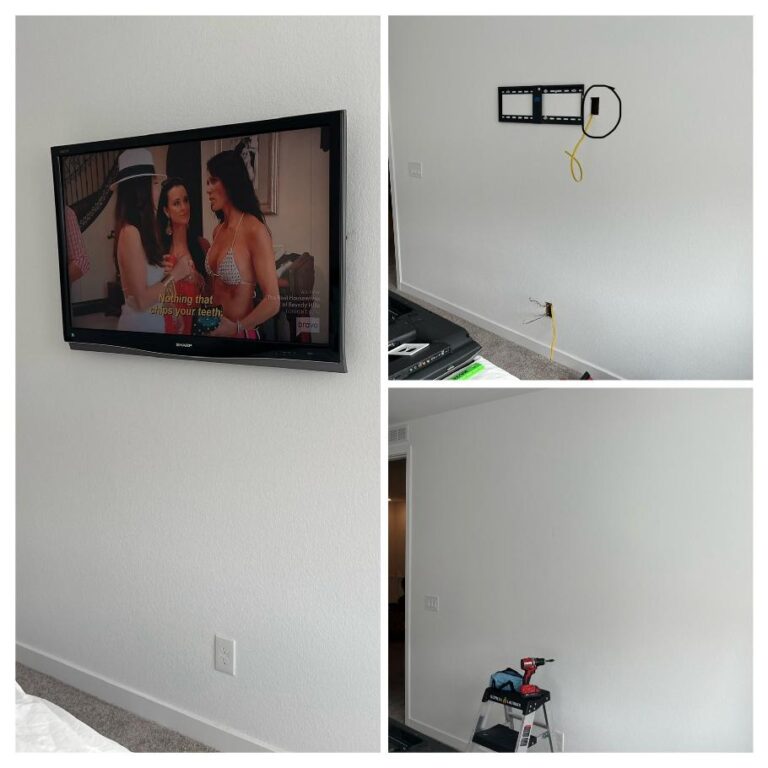 Mounted 55” TV & Installed outlet behind TV