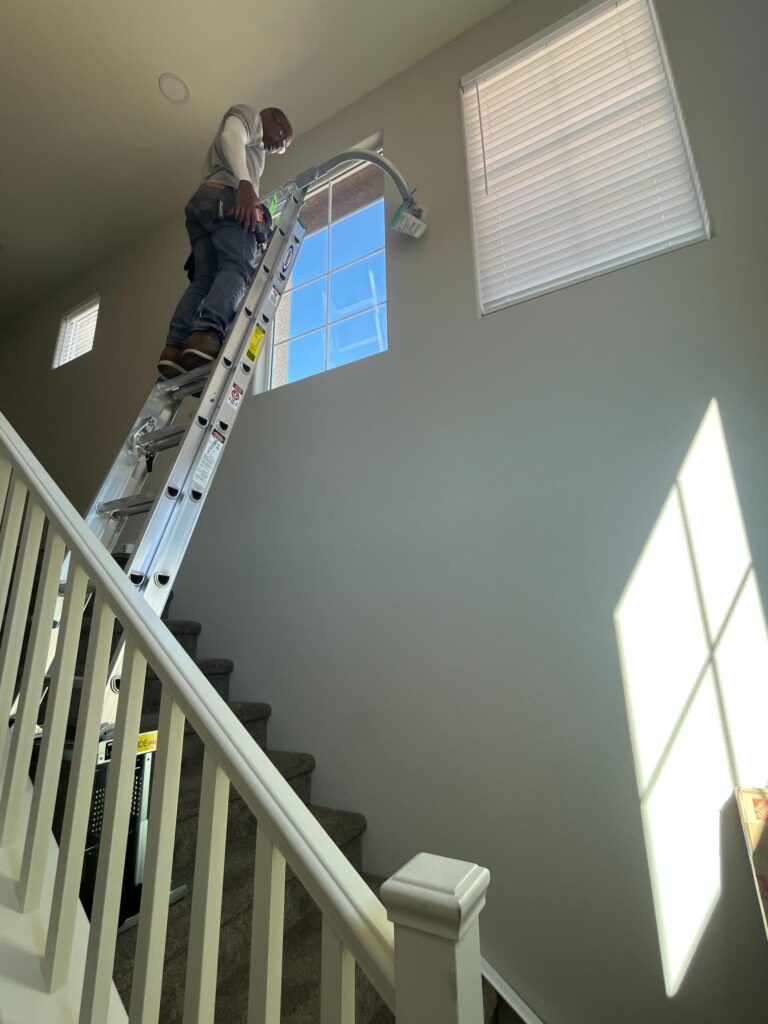 Mounted Window Blinds on Staircase