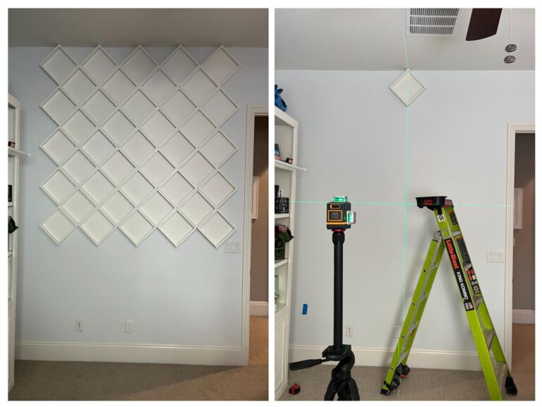 Mounted Diamond Shaped Shelving onto Wall