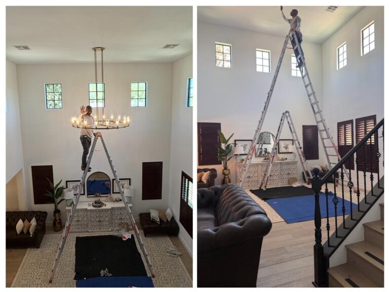 Mounted Chandelier into 19ft Ceiling